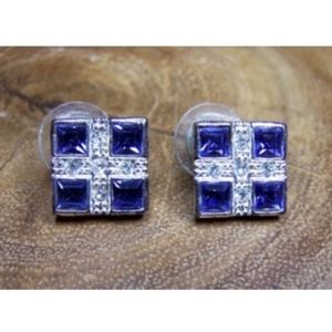 Purple & Clear Rhinestone Pierced Earrings…